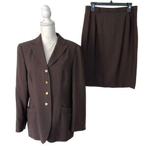 Mondi Womens Skirt Suit Brown Size Medium Vintage Wool Viscose Blend Lined Zip